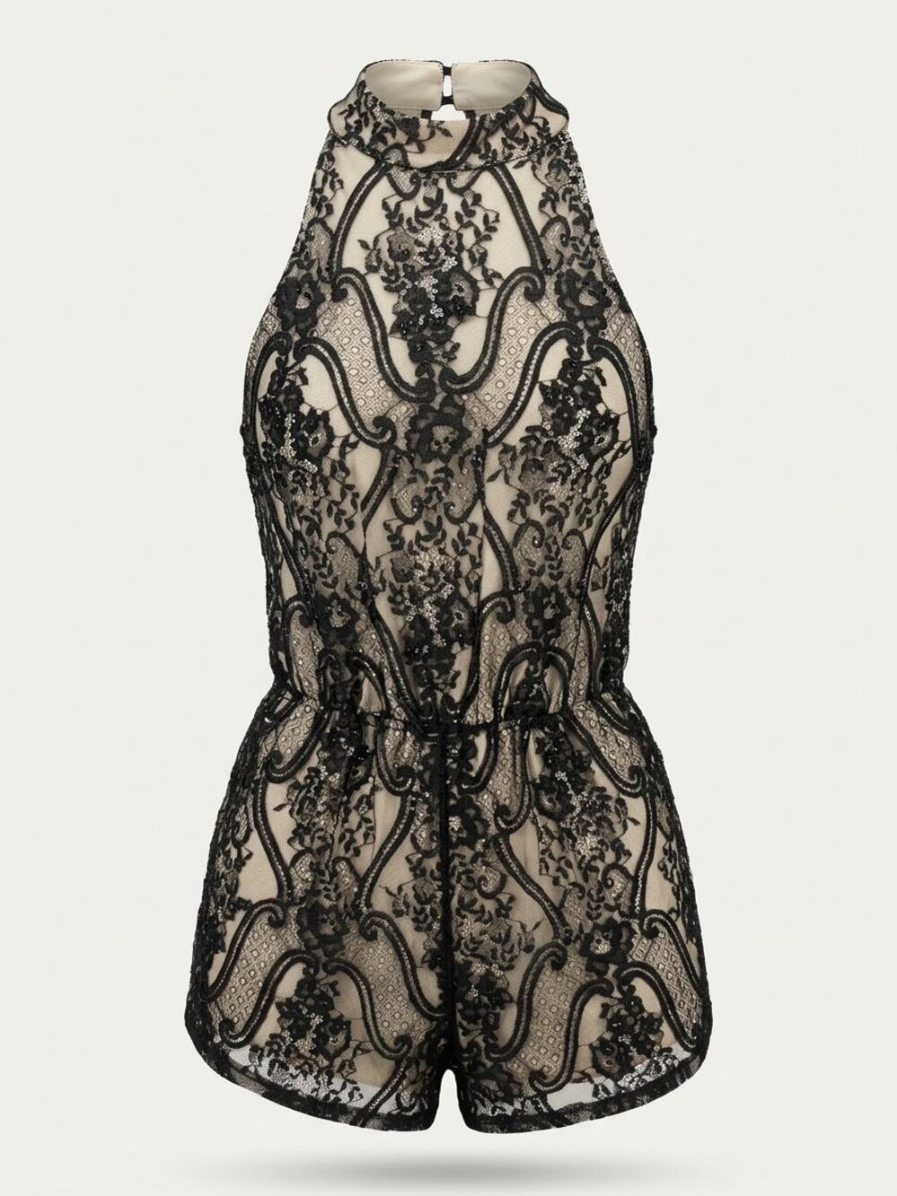Audrey 3+1 Black Lace Sleeveless Romper L Coquette Girl Boho Cute Goth Fairycore